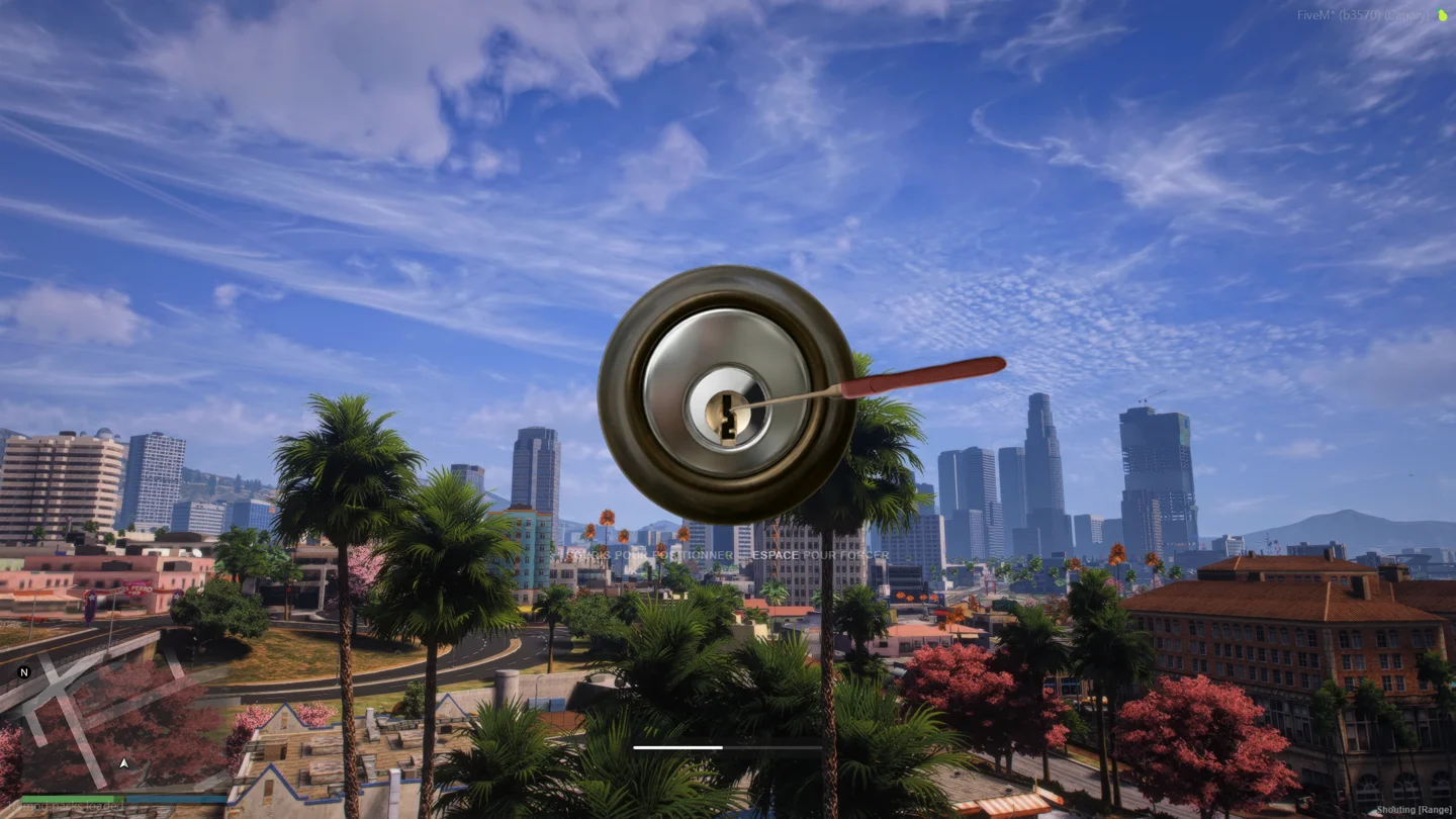 The lockpick minigame: a rotating dial with a sweet spot to find